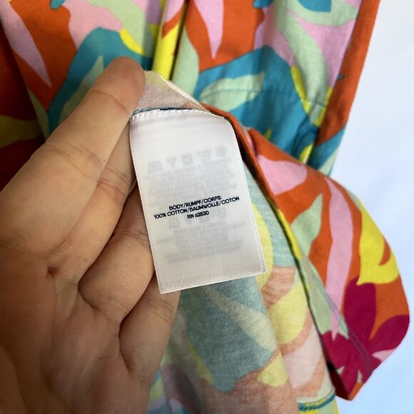 Lands' End colorful leaf print vneck sleeveless summer sundress women's S cotton - Picture 5 of 7